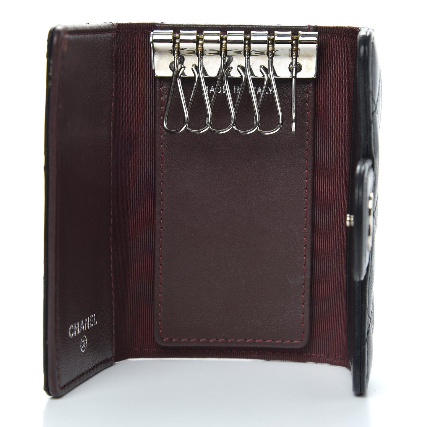 Lambskin Quilted 6 Key Holder Black