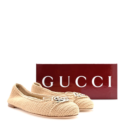 Gucci Cotton Crochet GG Ballet Flats 39.5 Ecru Sandstorm 8 of 8