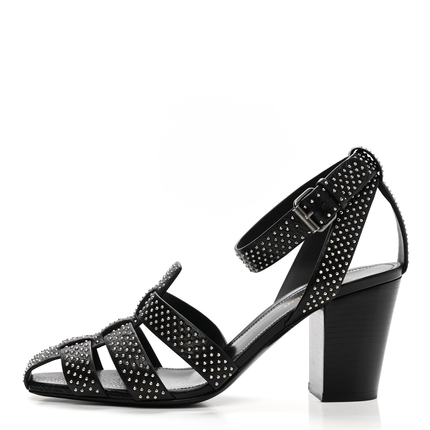 Calfskin Studded Oak 75 Sandals 40 Black