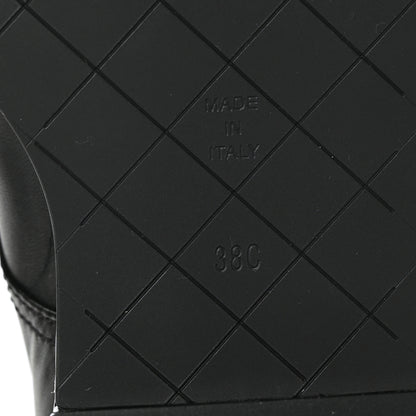 Chanel Calfskin Patent Quilted CC Lace Up Combat Boots 38 Black 7 of 7