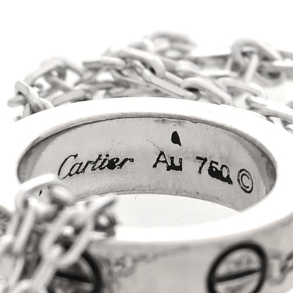Cartier 18K White Gold Ceramic Diamond Three Ring LOVE Necklace 3 of 5