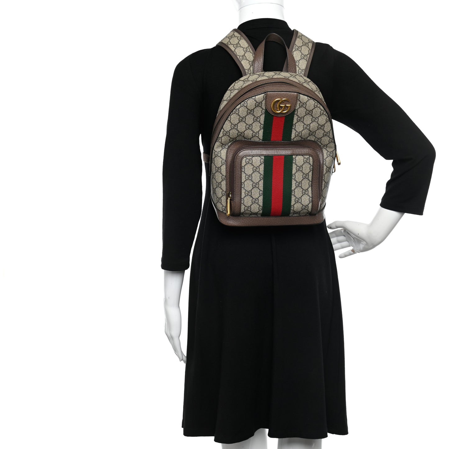 GG Supreme Monogram Calfskin Web Small Ophidia Day Backpack Beige Ebony New Acero