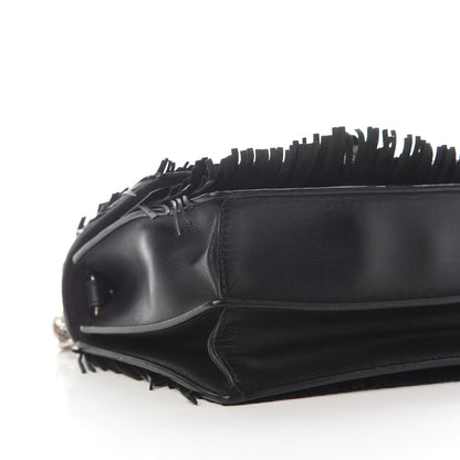 Fendi Smooth Calfskin Monster Eyes Fringe Studded Small Kan I Shoulder Bag Black 8 of 12