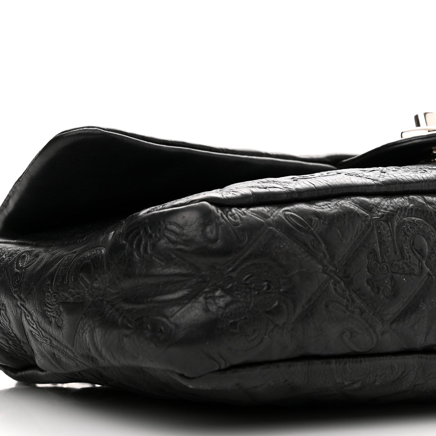 Calfskin Embossed Medium Lucky Symbols Flap Black