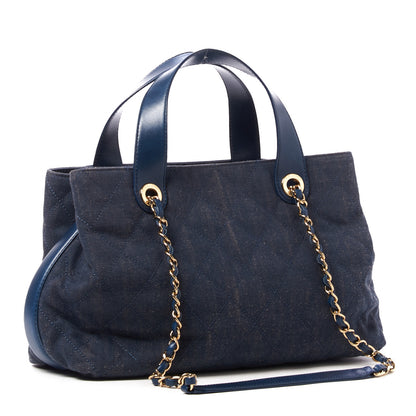 Chanel Denim Calfskin Quilted Tote Blue 2 of 8