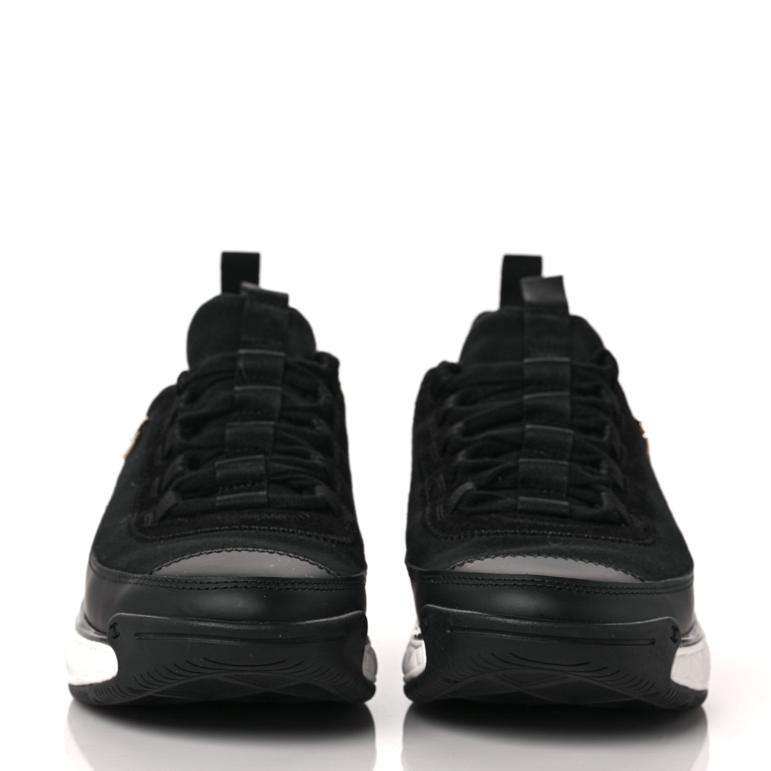 Chanel Velvet Calfskin Mixed Fibers CC Sneakers 36.5 Black 2 of 9