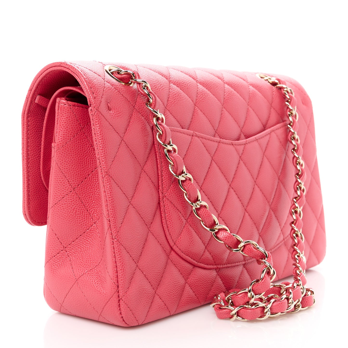 Caviar Quilted Medium Double Flap Pink