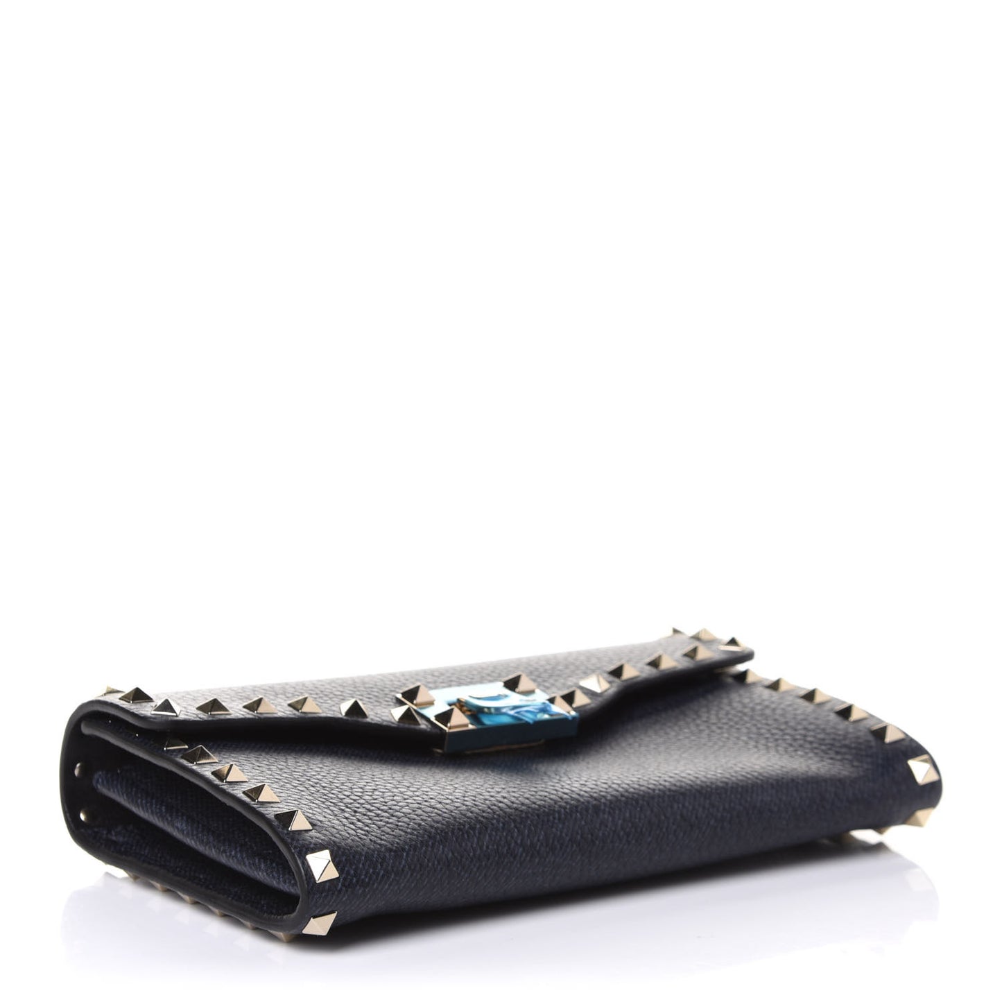 Pebbled Calfskin Medium Rockstud Flip Lock Crossbody Bag Deep Denim
