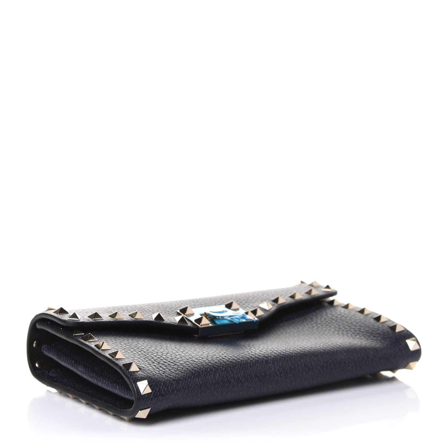 Valentino Garavani Pebbled Calfskin Medium Rockstud Flip Lock Crossbody Bag Deep Denim 3 of 8