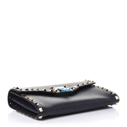 Valentino Garavani Pebbled Calfskin Medium Rockstud Flip Lock Crossbody Bag Deep Denim 3 of 8
