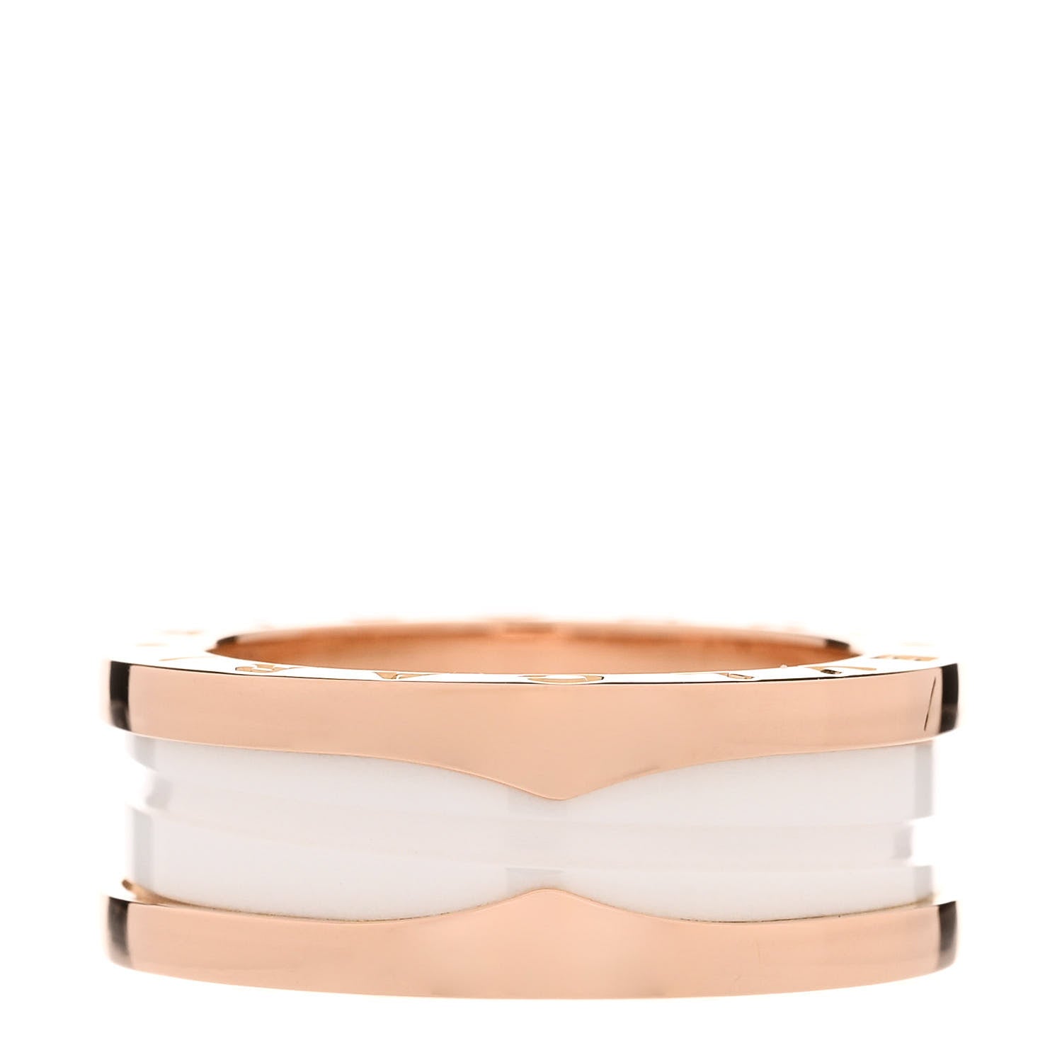 Bulgari 18K Rose Gold White Ceramic B.Zero1 Two-Band Ring 53 6.25 3 of 6