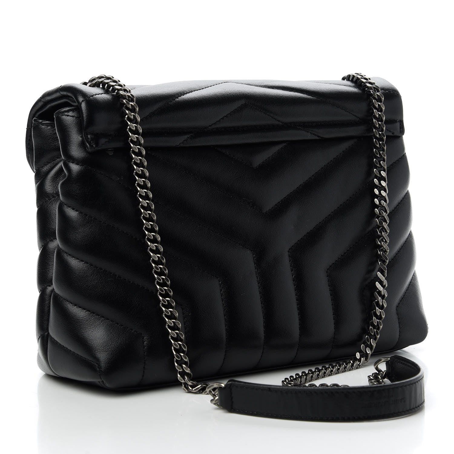 Saint Laurent Calfskin Y Quilted Monogram Small Charm Loulou Chain Satchel Black 3 of 10