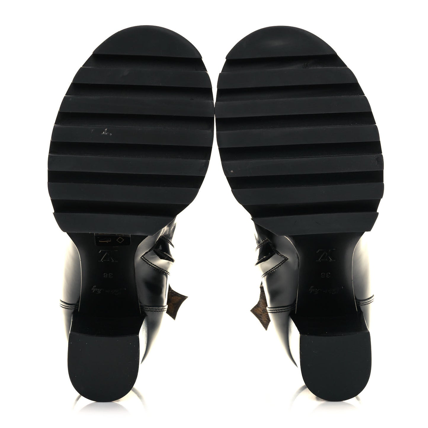 Patent Calfskin Monogram Star Trail Ankle Boots 38 Black