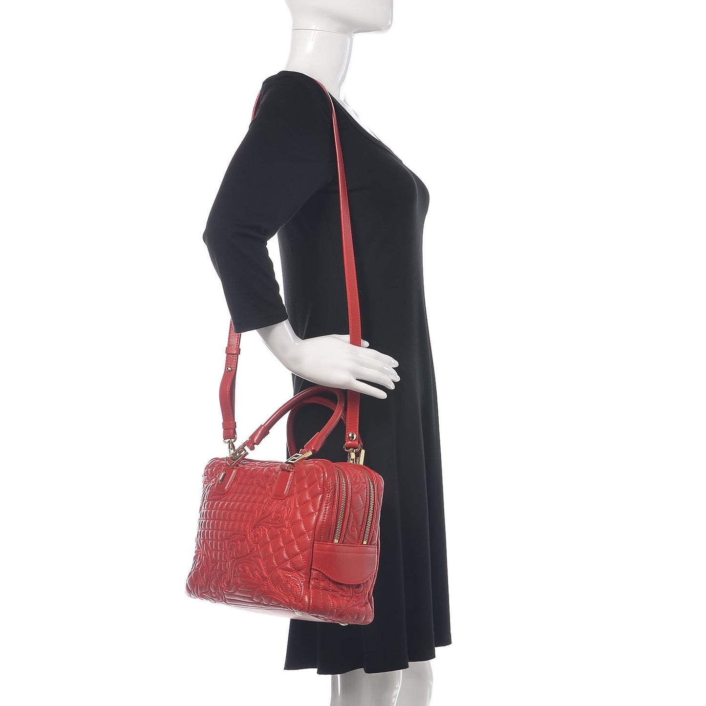 Barocco Quilted Nappa Vanitas Demetra Bag Red