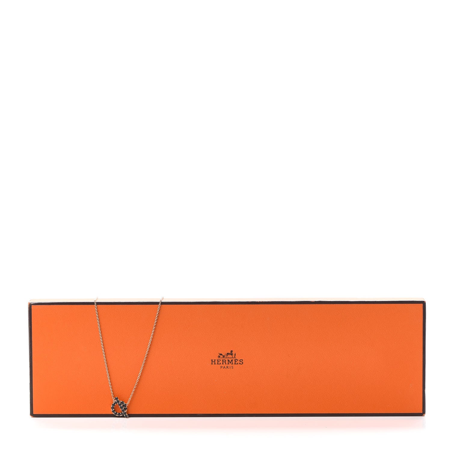 Hermes 18K Rose Gold Black Spinel Finesse Pendant Necklace 6 of 6