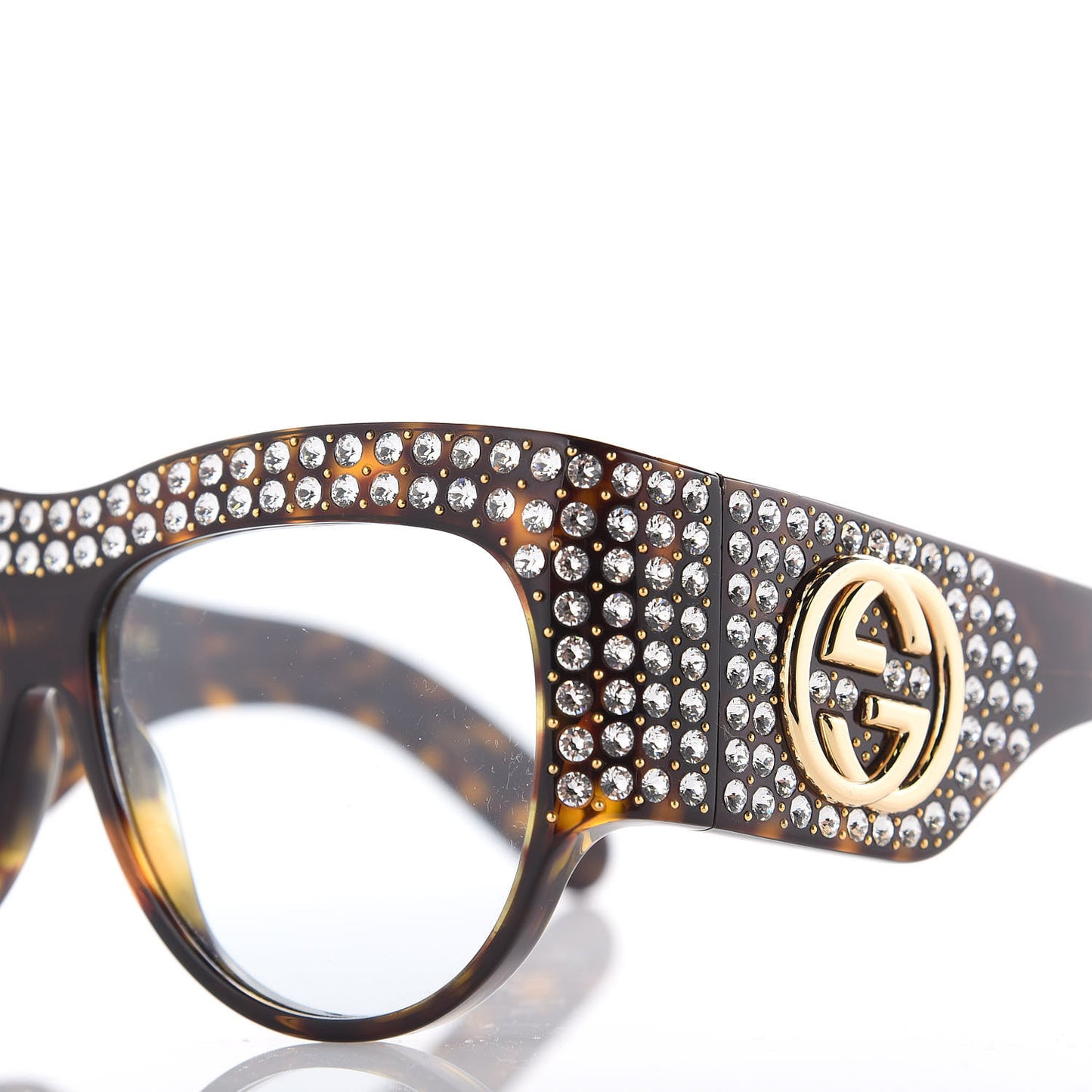 Acetate Crystal Oversize Hollywood Forever Sunglasses GG0144S Tortoiseshell