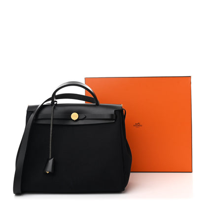Hermes Military Toile Vache Hunter Herbag Zip Retourne 31 PM Black 12 of 12