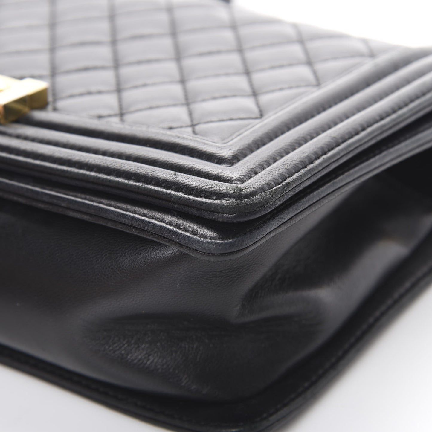 Lambskin Quilted Medium Boy Flap Black