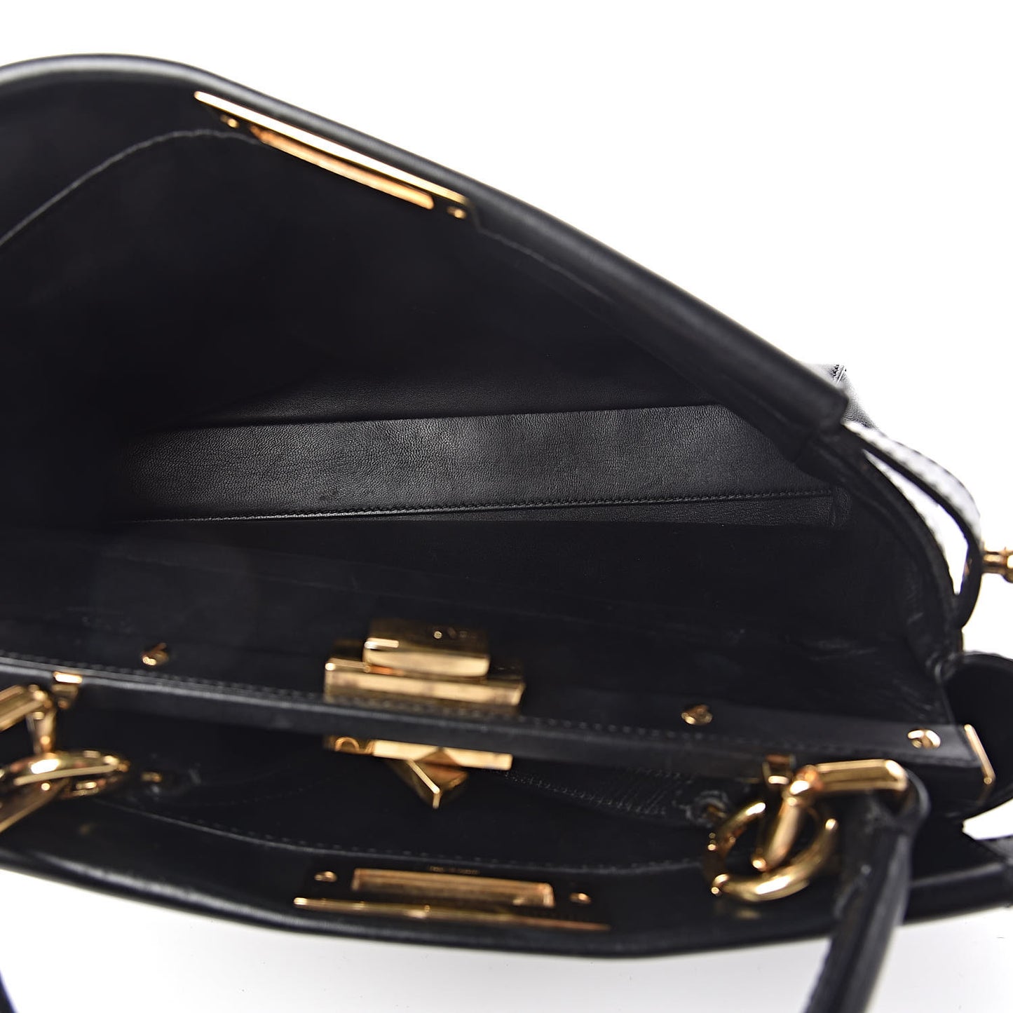 Vitello Morgan Shiny Nappa Medium Peekaboo Iconic Satchel Black