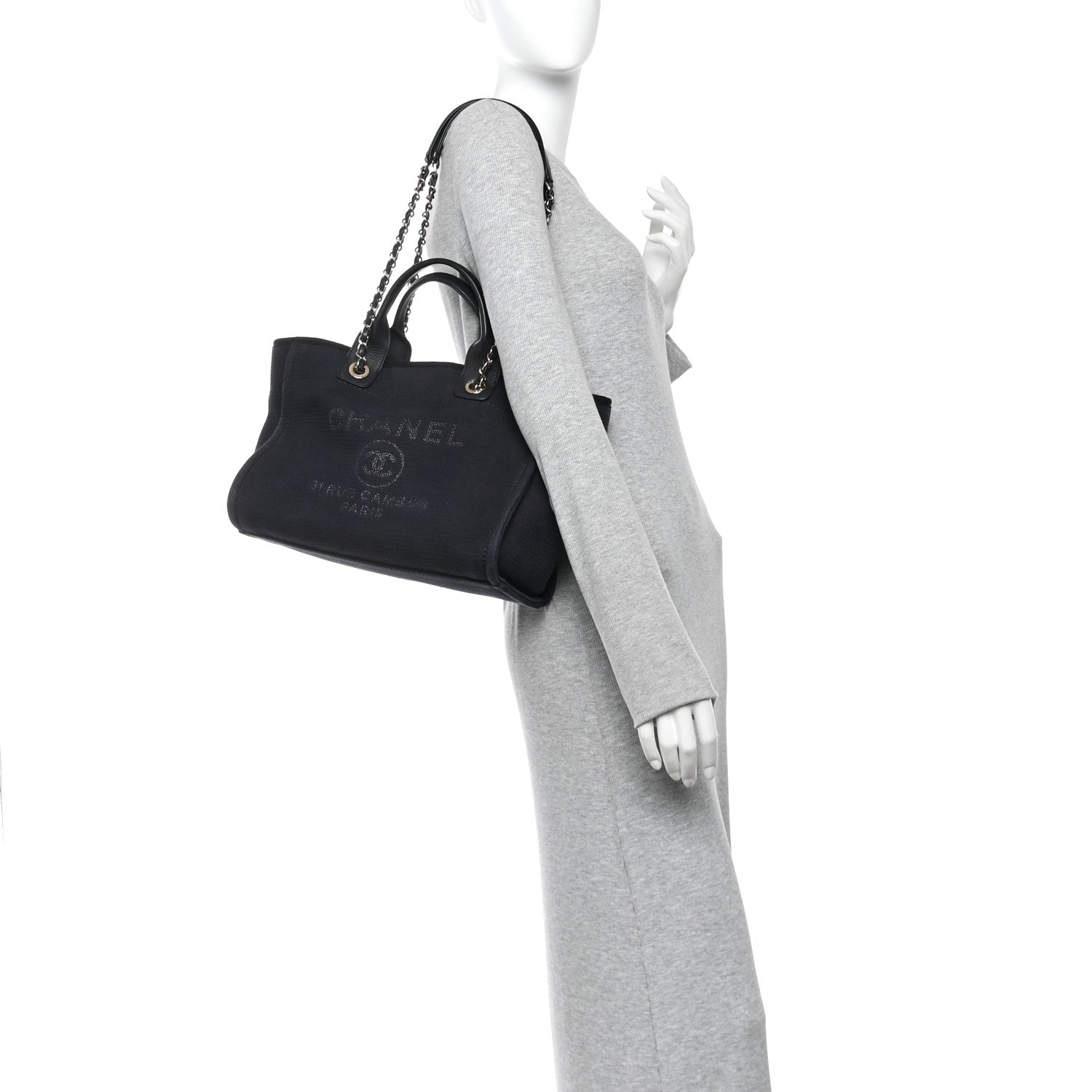 Chanel Mixed Fibers Small Deauville Tote Black 2 of 12