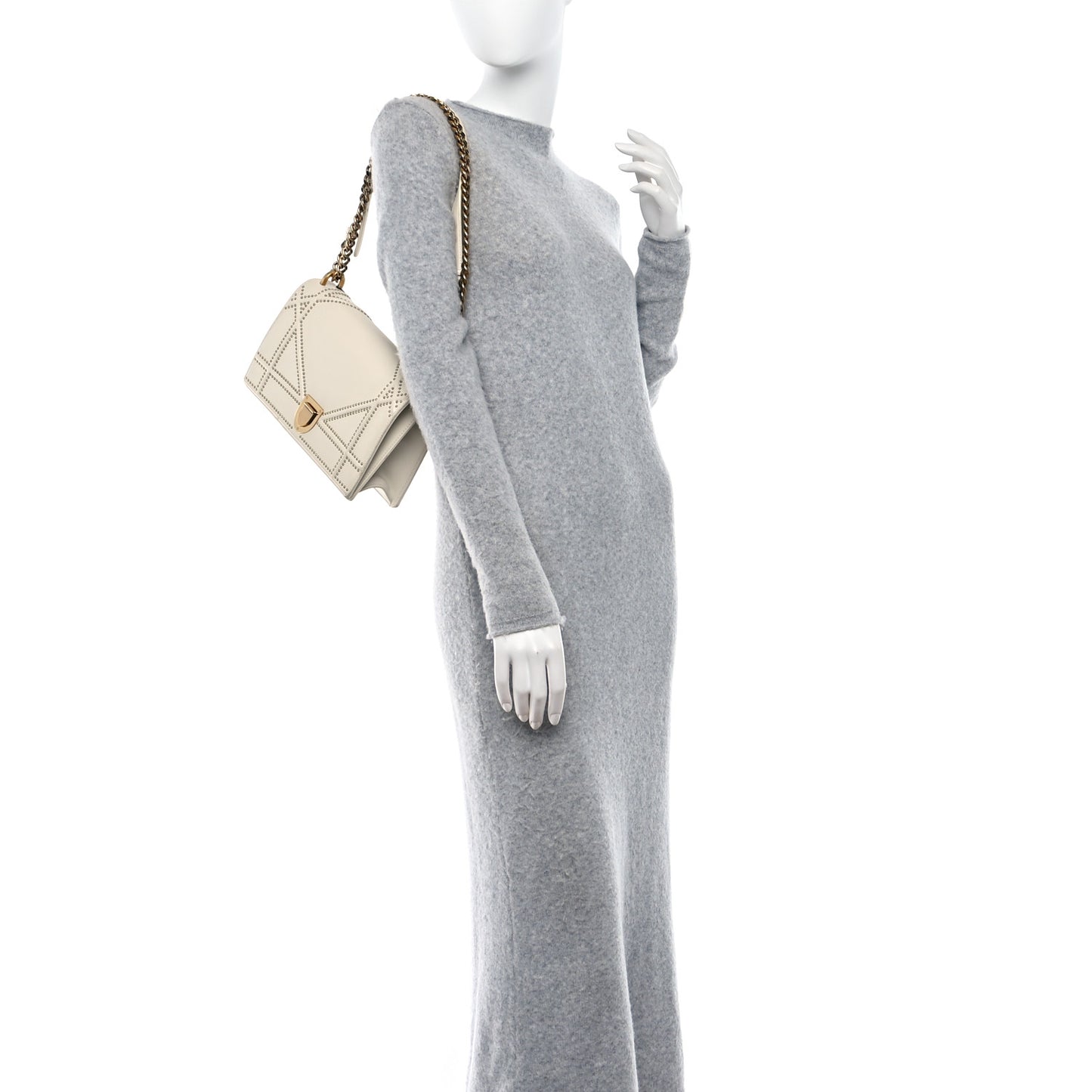 Lambskin Studded Medium Diorama Flap Bag Latte