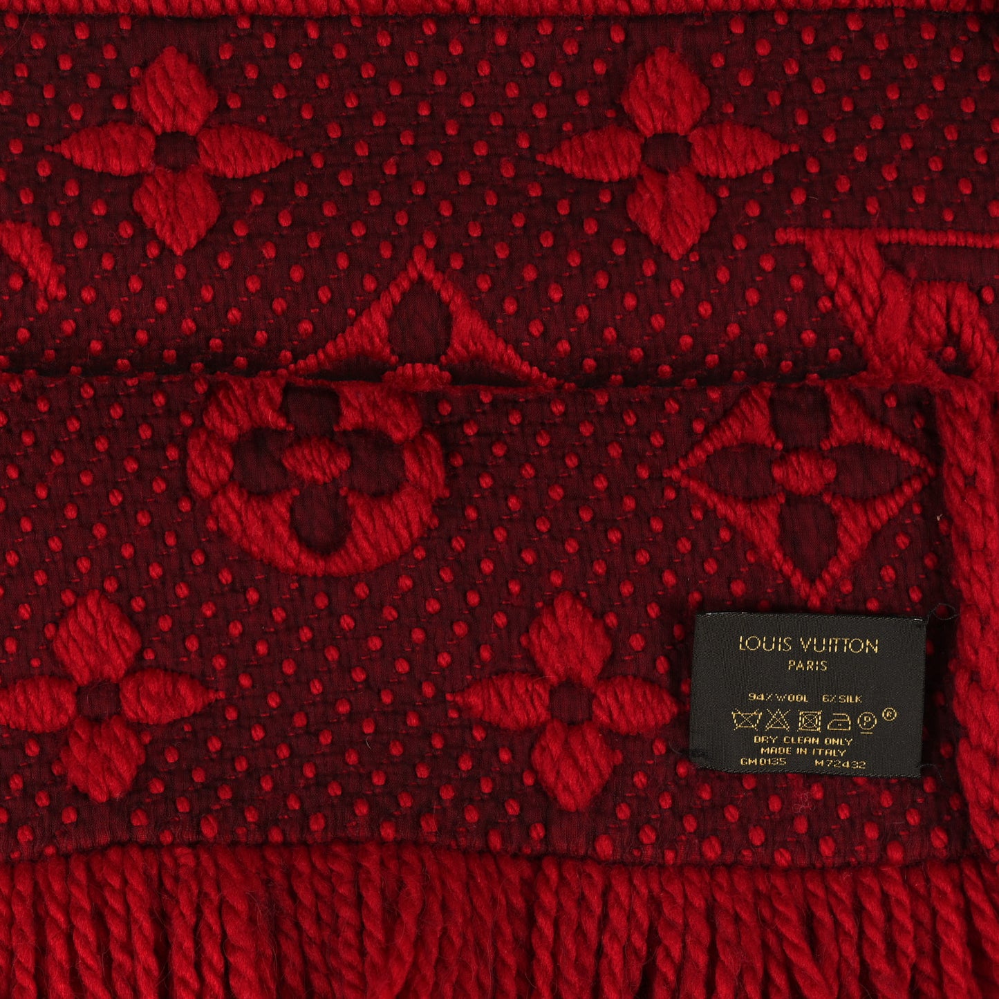 Wool Silk Logomania Scarf Rubis