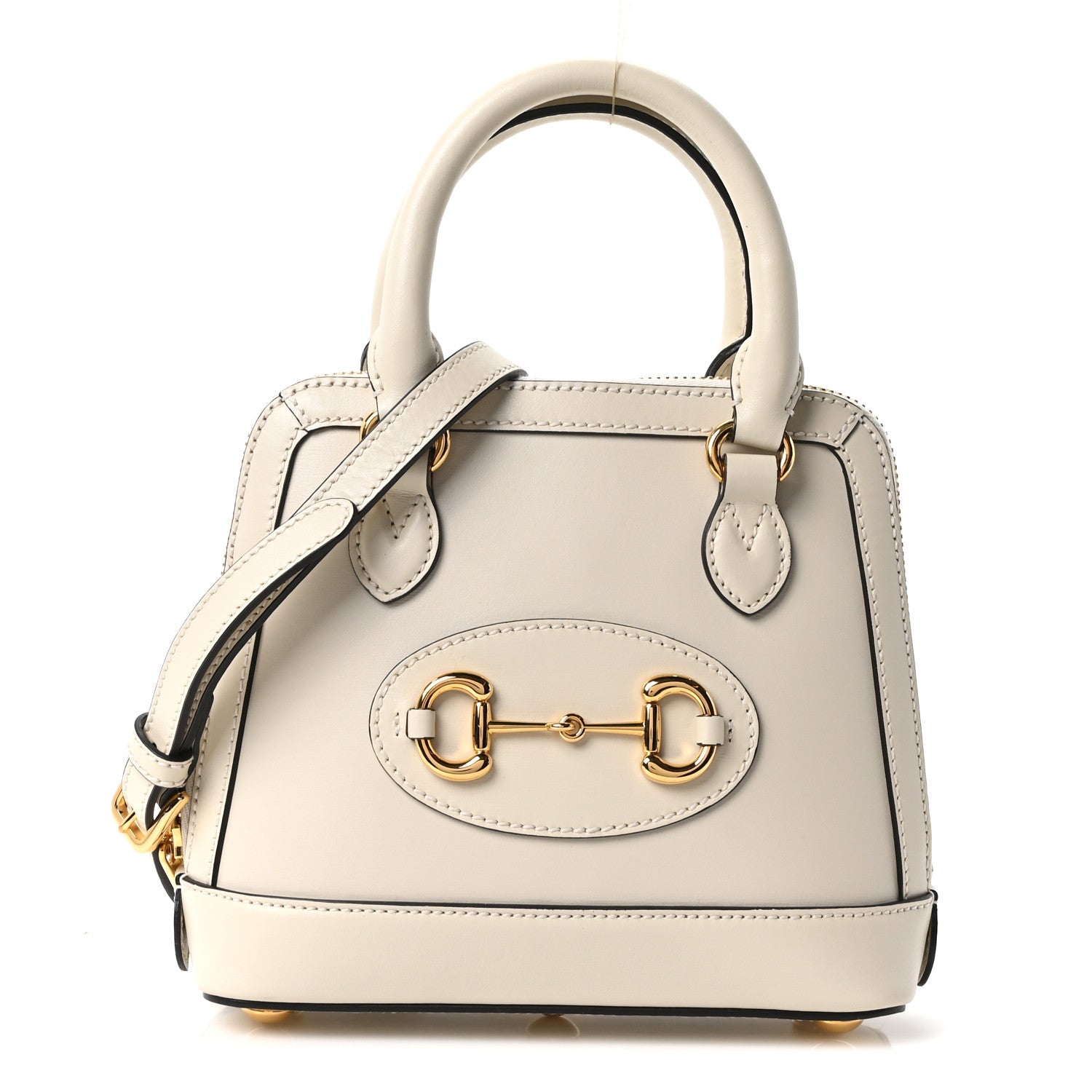 Gucci Boarded Plutone Calfskin Mini Horsebit 1955 Top Handle Bag Mystic White 1 of 10