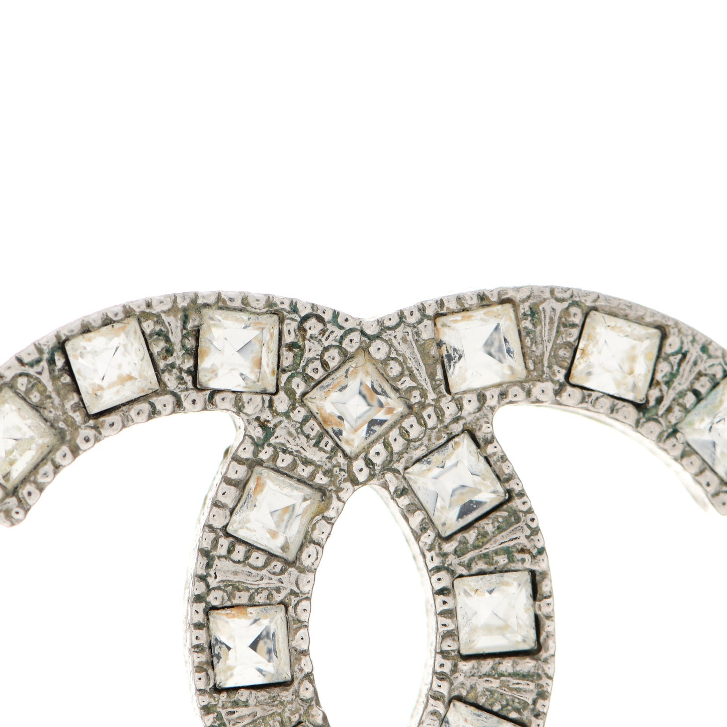 Baguette Crystal CC Earrings Silver