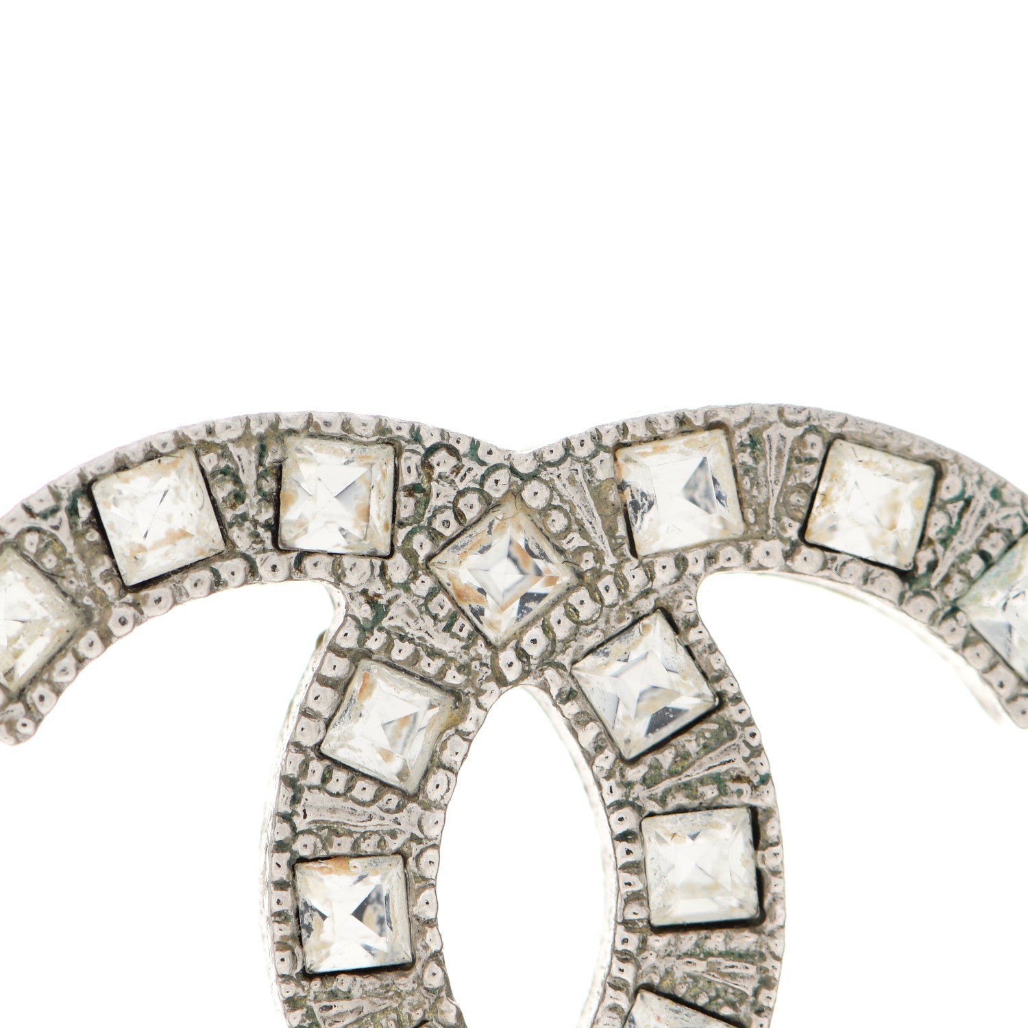 Chanel Baguette Crystal CC Earrings Silver 7 of 7