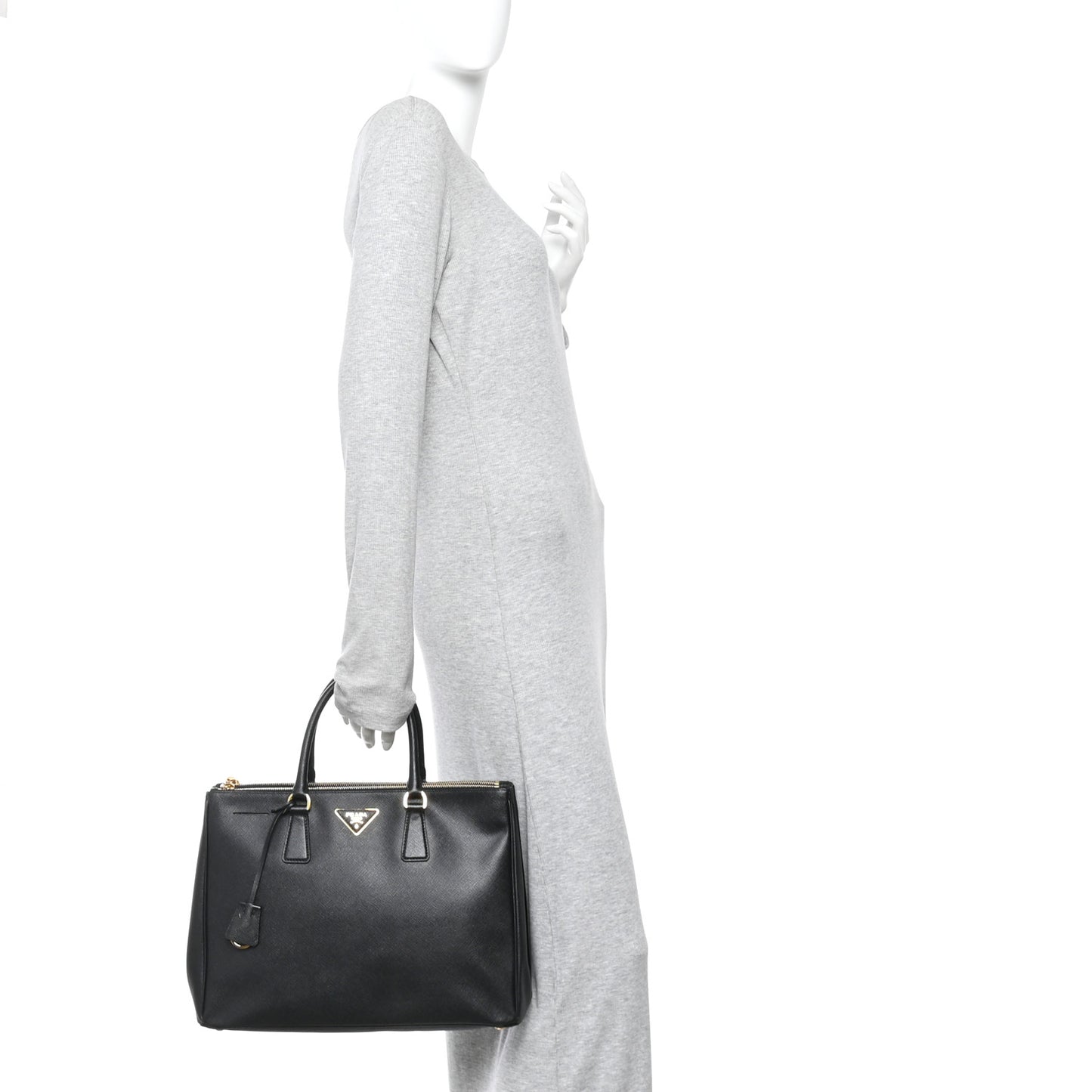 Saffiano Large Galleria Double Zip Tote Black