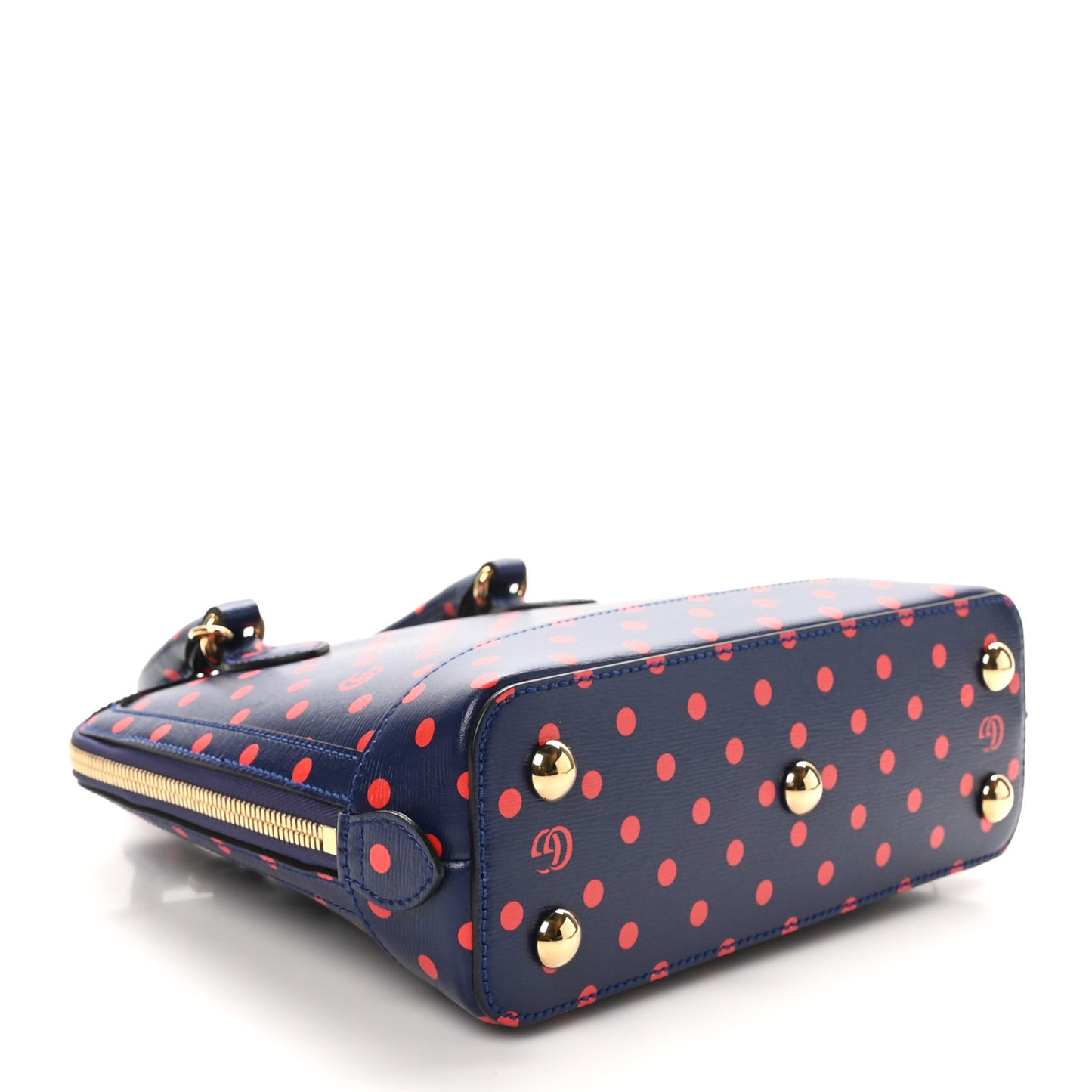 Shangai Calfskin Polka Dot Small Horsebit 1955 Top Handle Bag Blue Red