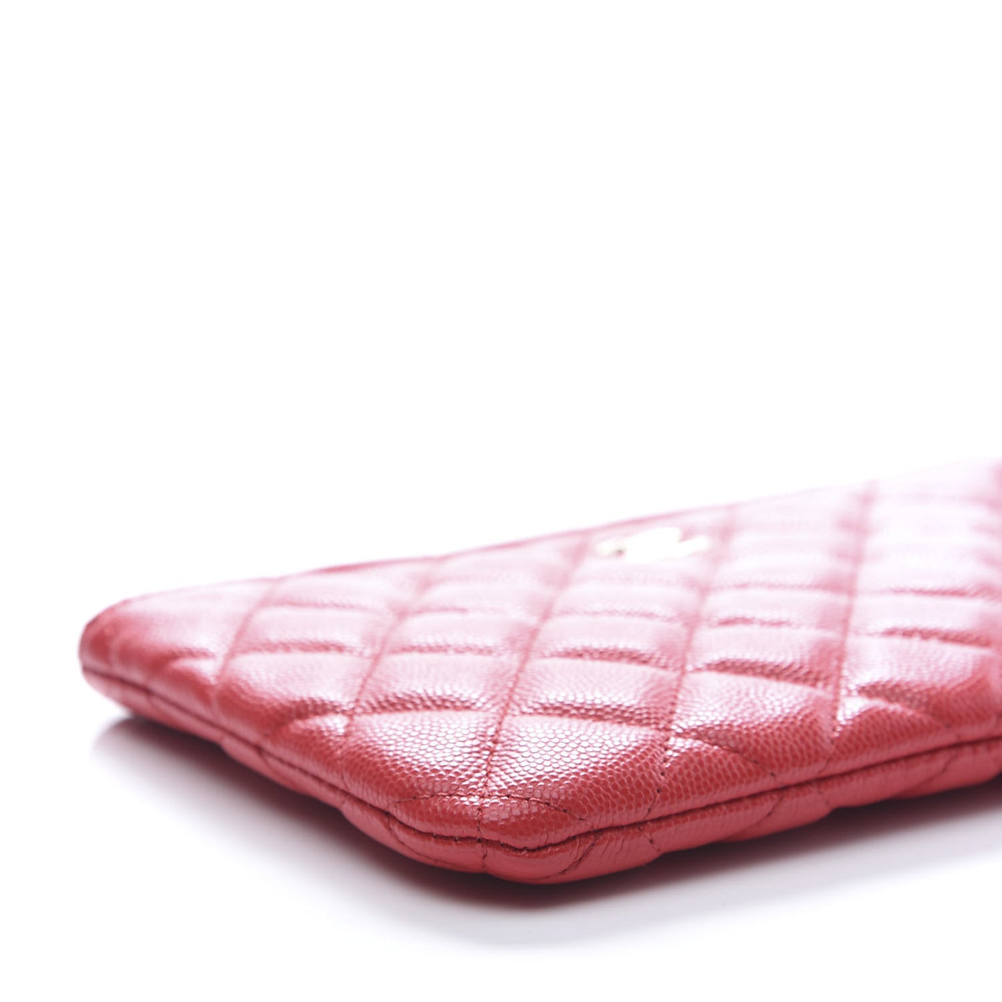 Shiny Caviar Quilted Cosmetic Case Red