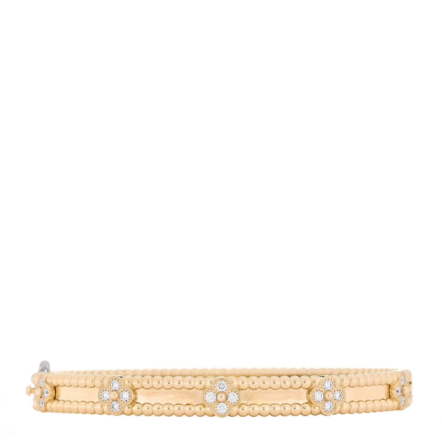 Van Cleef & Arpels 18K Yellow Gold Diamond Perlee Sweet Clovers Bracelet S 2 of 4