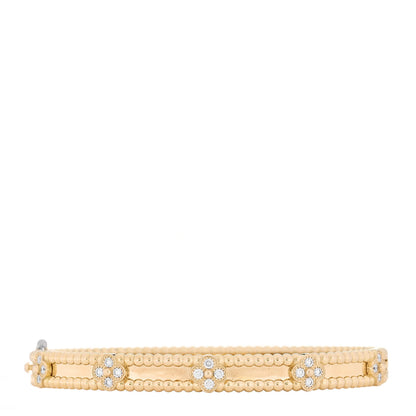 Van Cleef & Arpels 18K Yellow Gold Diamond Perlee Sweet Clovers Bracelet S 2 of 4