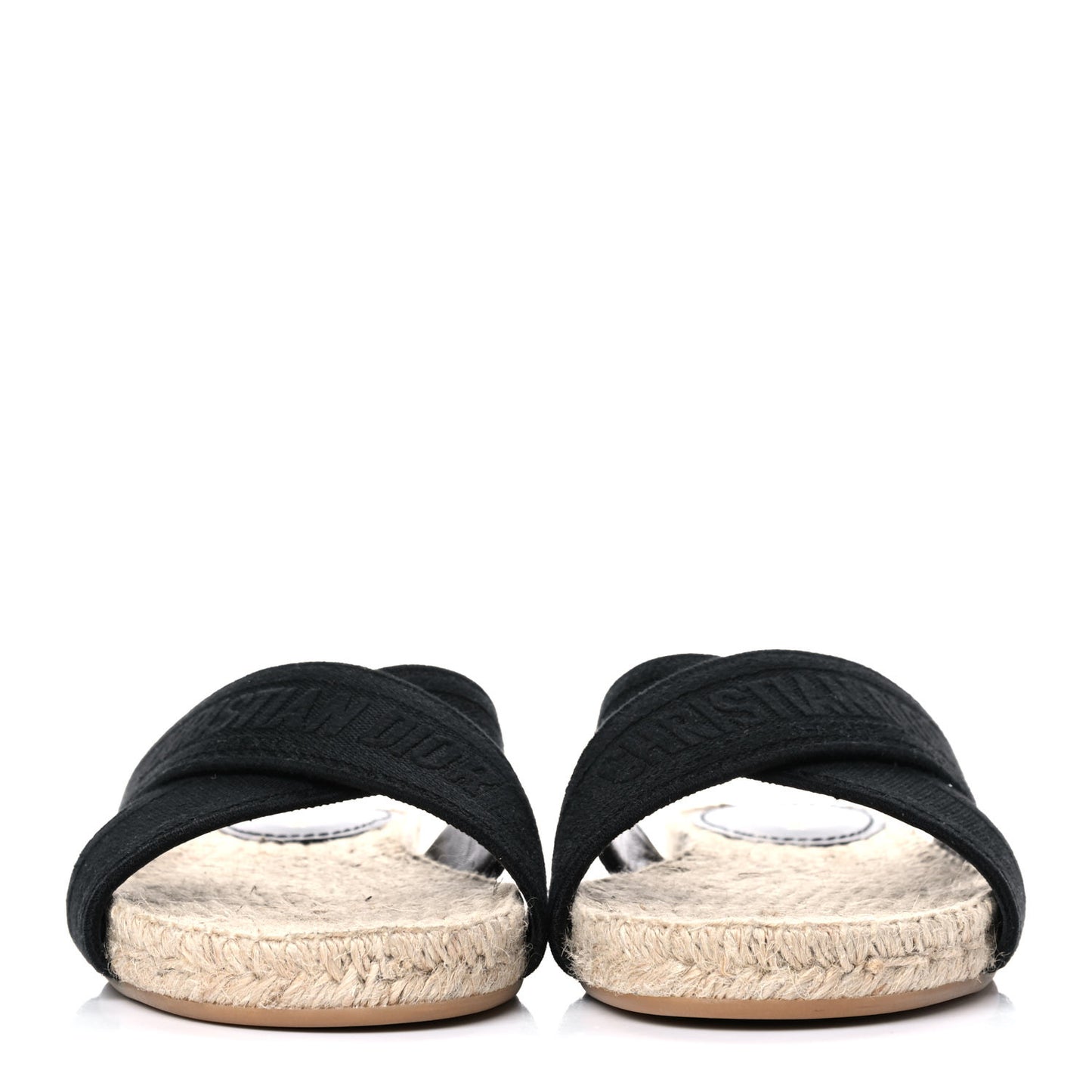 Canvas Embroidered Granville Espadrille Crisscross Flat Slide Sandals 41 Black