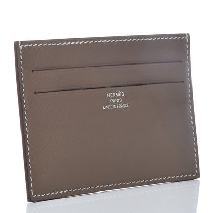 Hermes Swift Citizen Twill Card Case Etoupe Rouge Casaque Azur 3 of 8