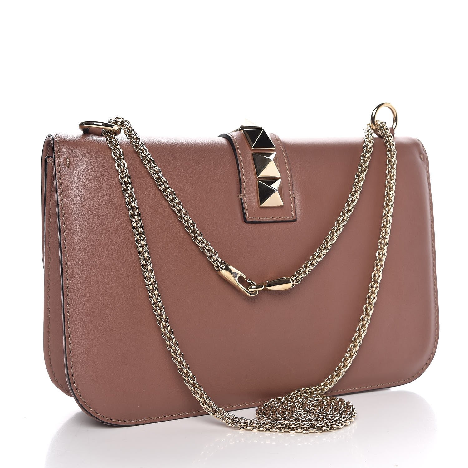 Valentino Garavani Vitello Medium Glam Lock Rockstud Flap Brownish 4 of 10