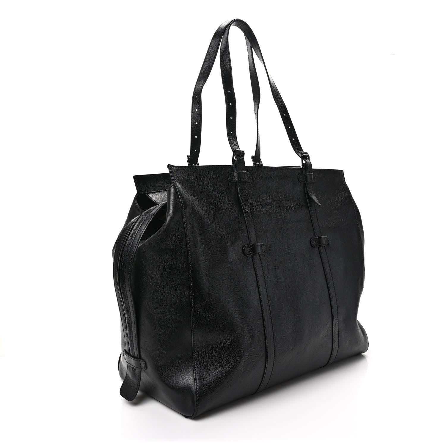 Gucci Calfskin Monochrome Medium Double G Tote Bag Black 3 of 10