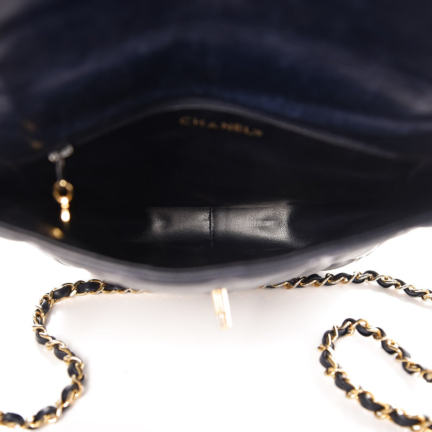 Lambskin Quilted Small Flap Navy