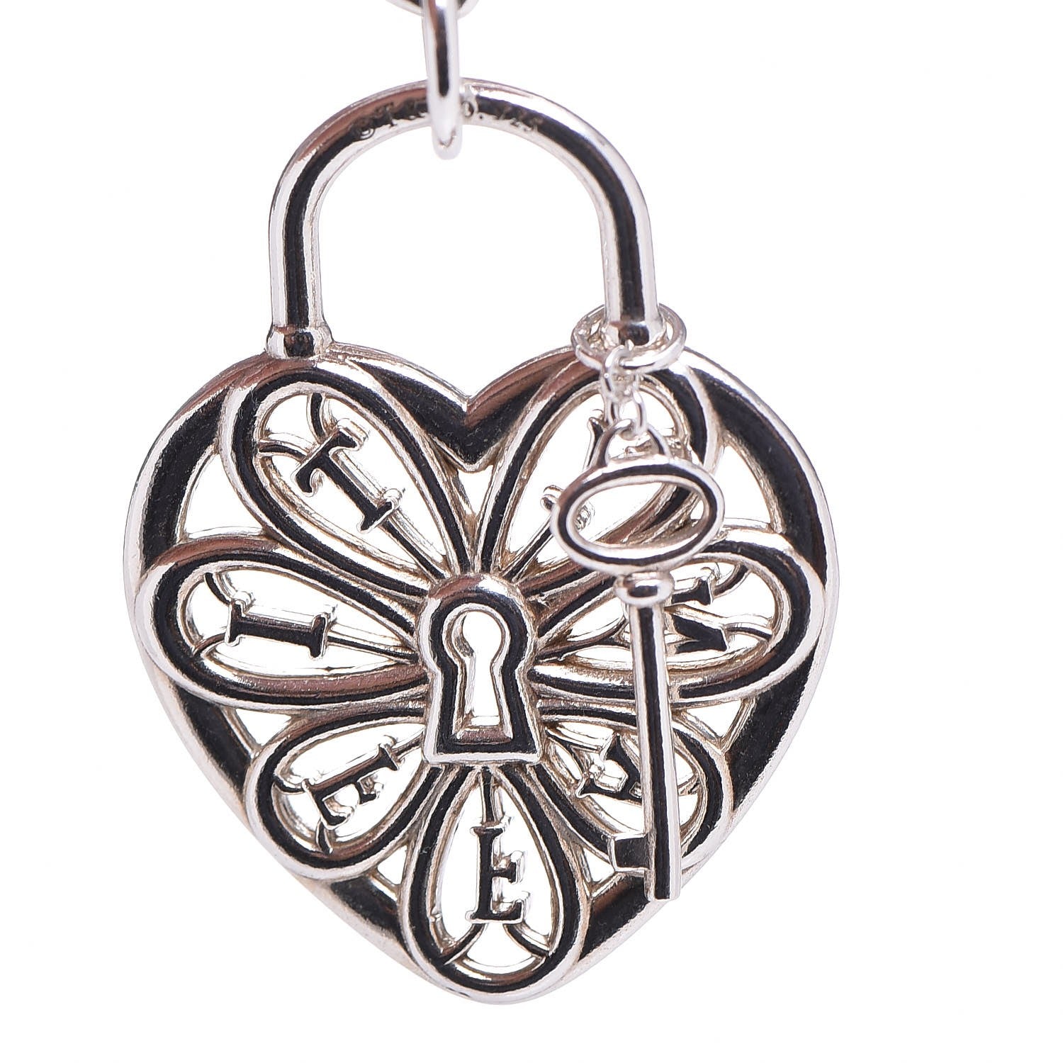 Tiffany Sterling Silver Filigree Heart Key Bracelet 3 of 5
