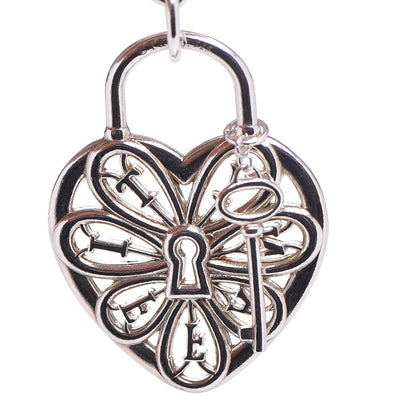 Tiffany Sterling Silver Filigree Heart Key Bracelet 3 of 5
