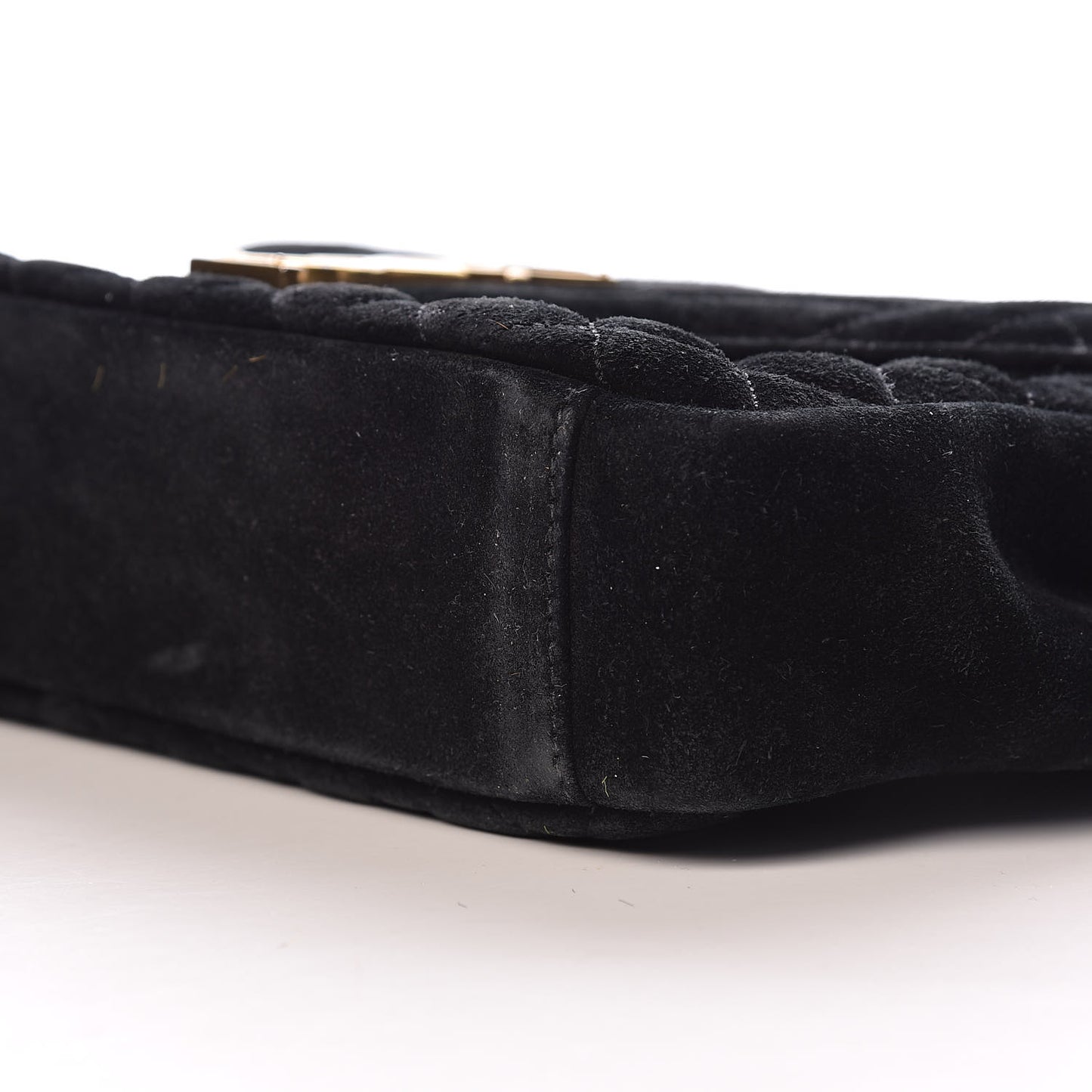 Suede Tri-Quilt Monogram Medium College Bag Black