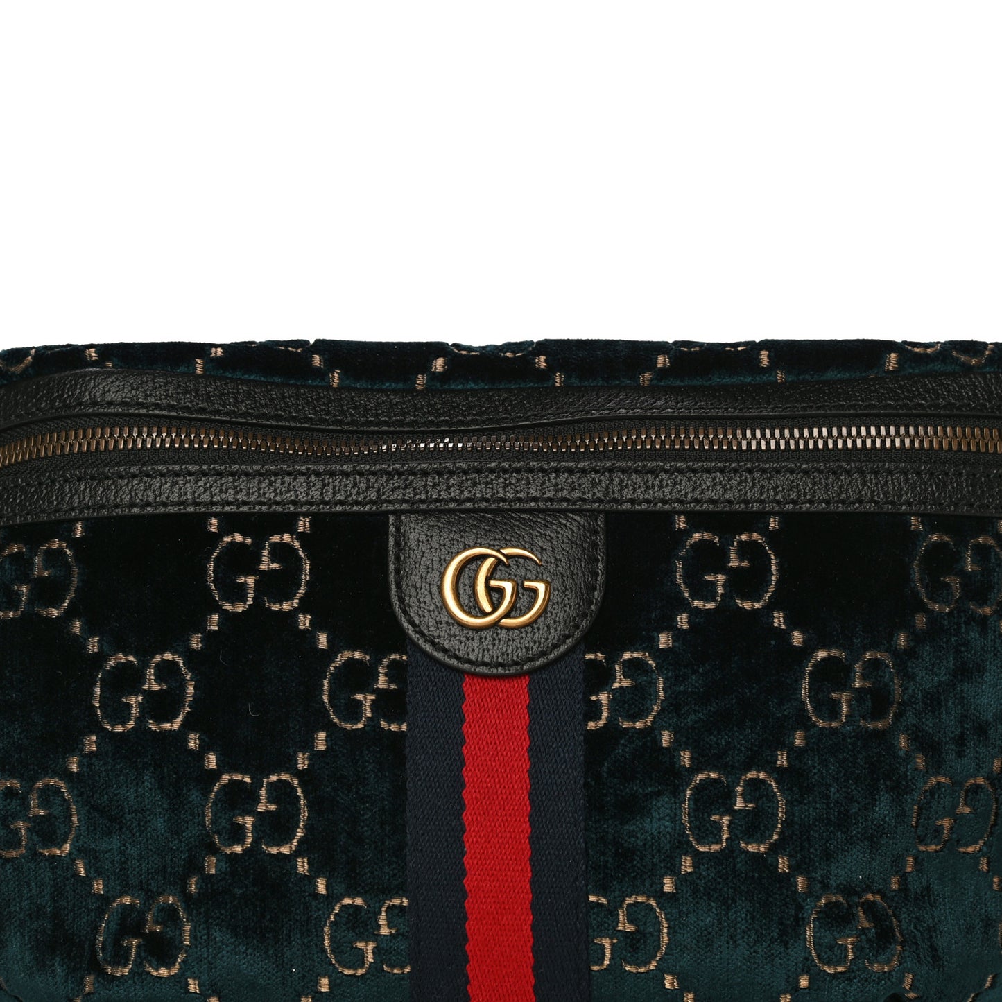 Velvet GG Monogram Web Belt Bag Blue Beige