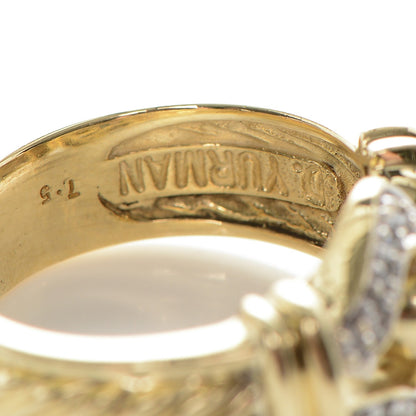 David Yurman 18K Yellow Gold Diamond Buckle Cable Ring 54.5 7.25 5 of 5