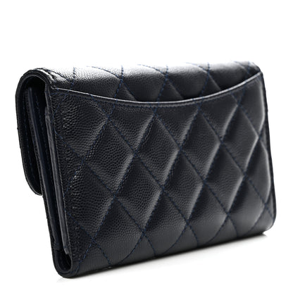 Chanel Caviar Quilted Medium Flap Wallet Dark Blue 3 of 8