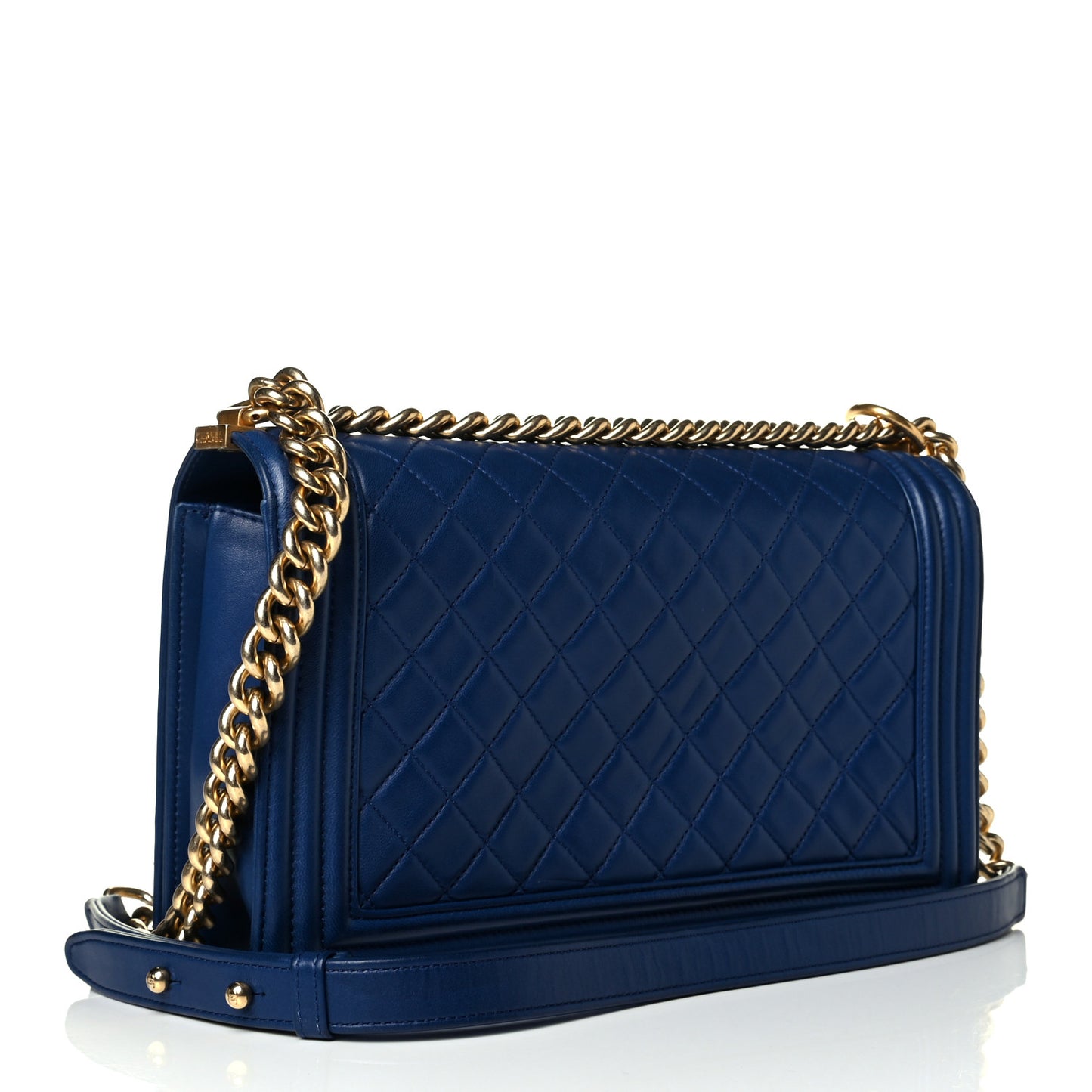 Lambskin Quilted New Medium Boy Flap Dark Blue