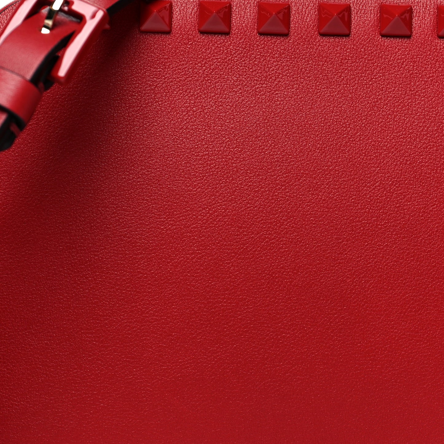Calfskin Monochrome Rockstud Camera Crossbody Bag Rosso Valentino
