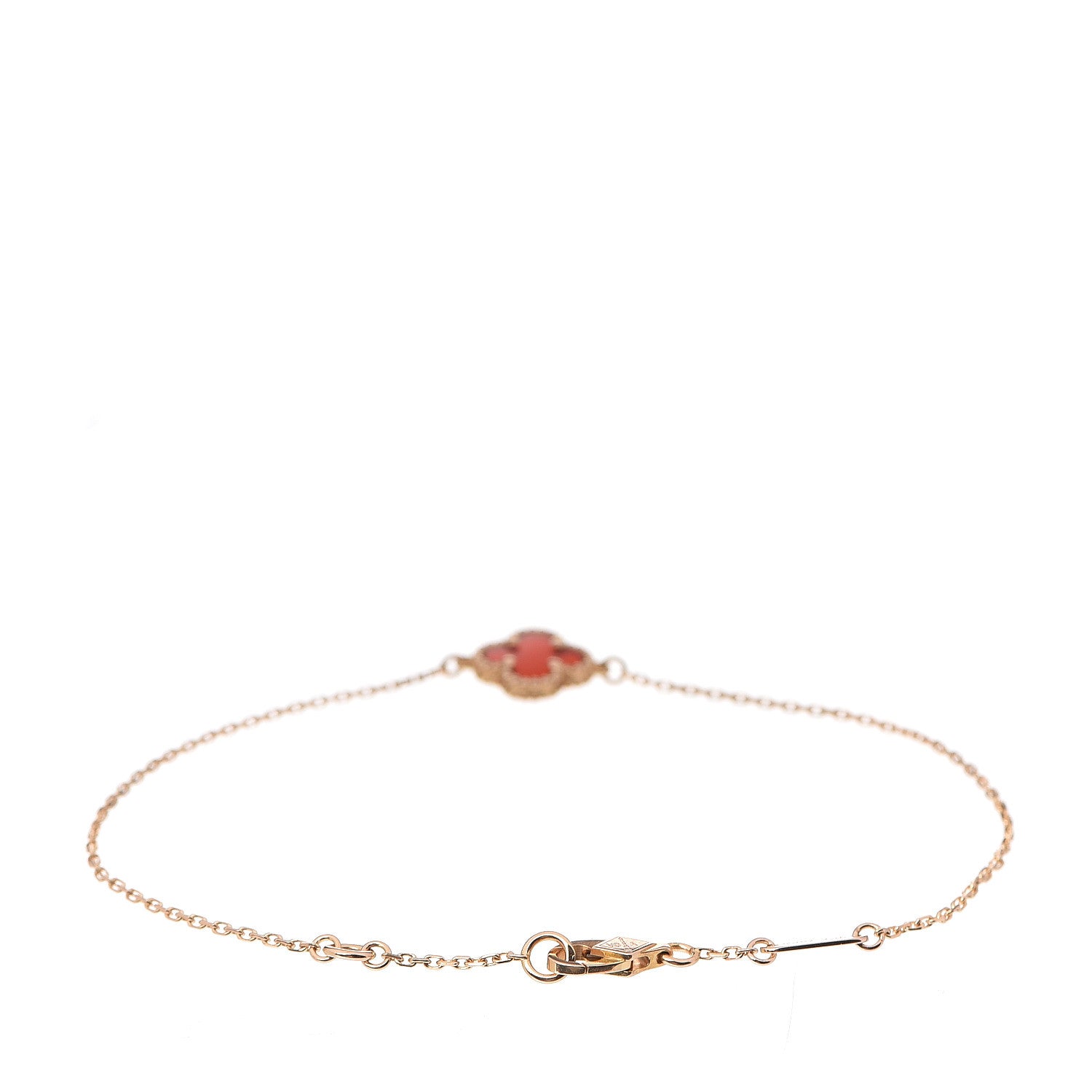 Van Cleef & Arpels 18K Rose Gold Carnelian Sweet Alhambra Bracelet 2 of 4