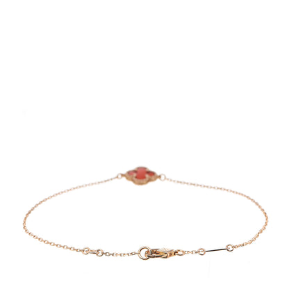 Van Cleef & Arpels 18K Rose Gold Carnelian Sweet Alhambra Bracelet 2 of 4