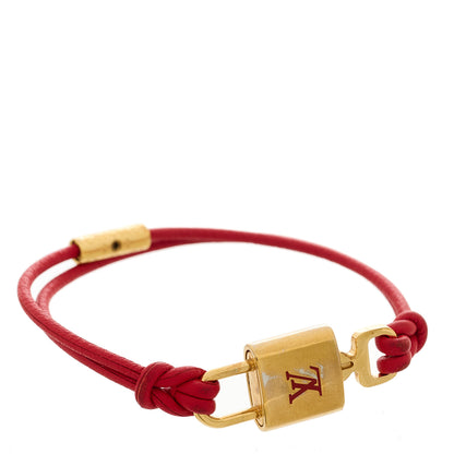 Louis Vuitton Calfskin LV Padlock Bracelet Red 1 of 5